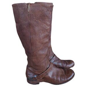UGG Women's Brown Leather Tall Boots w Rubber Soles - Size 8